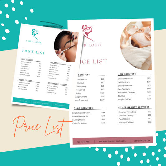 Price List For Esthetician Style 2