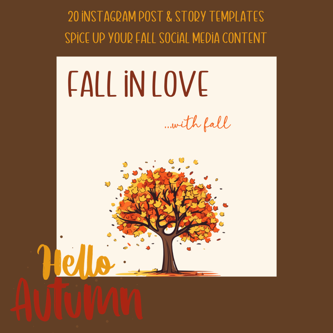 Fall Instagram Templates. Pumpkin Spice up your social media content with Fall Vibes. Edit in Canva. Autumn leaves