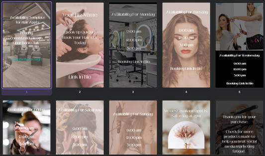 Instagram Templates for Hairstylist | Post your Available Timeslots