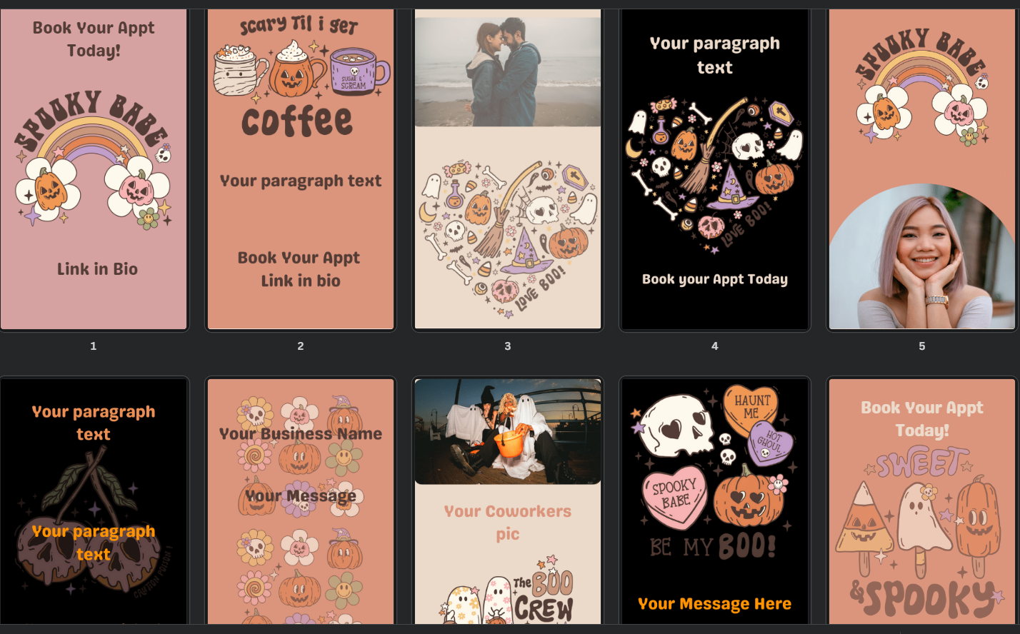 Halloween Instagram Templates for a Beauty Business