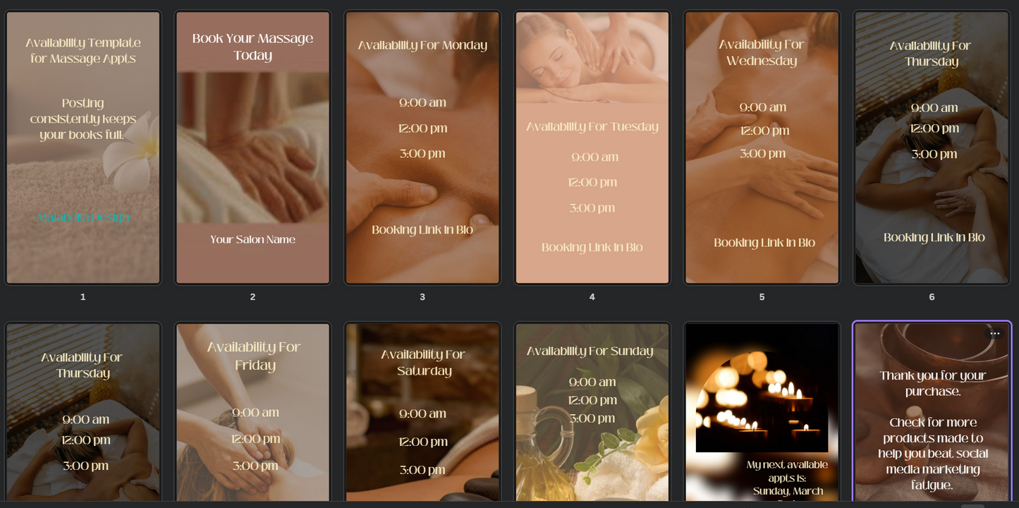 20 Availability Template for Massage Therapist